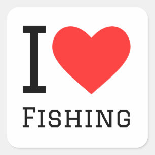 Sticker Carré J'aime la pêche