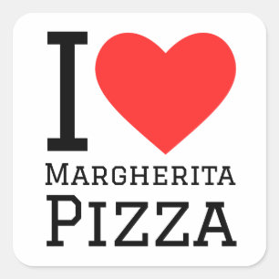 Sticker Carré J'aime la pizza margherita