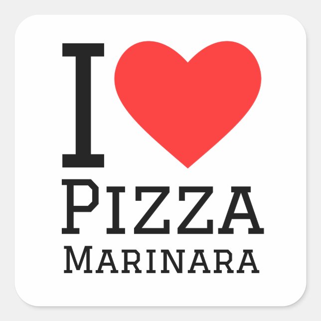 Sticker Carré J'aime la pizza marinara (Devant)