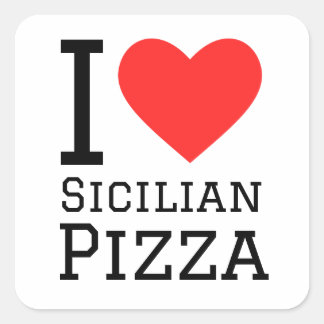 Sticker Carré J'aime la pizza sicilienne