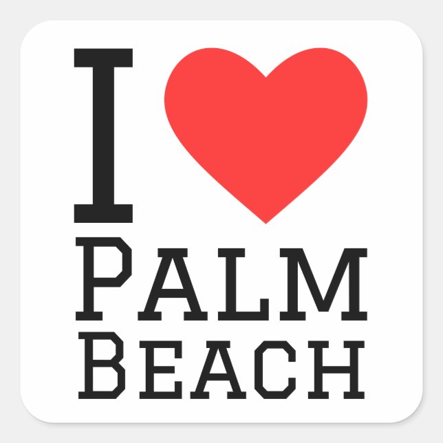 Sticker Carré J'aime la plage de palmiers (Devant)
