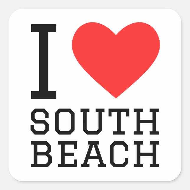 Sticker Carré J'aime la plage sud (Devant)