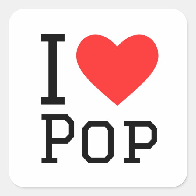 Sticker Carré J'aime la pop (Devant)