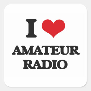 Sticker Carré J'aime la radio amateur