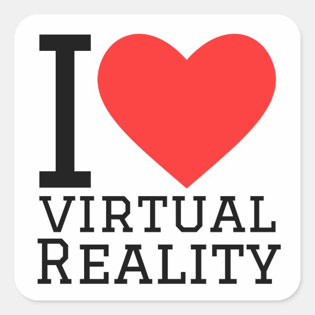 Sticker Carré J'aime la réalité virtuelle (Devant)