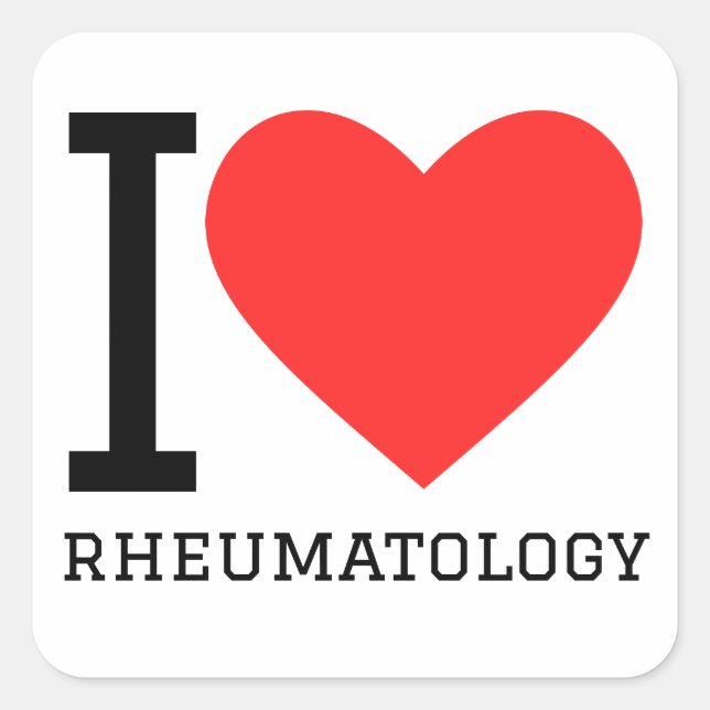 Sticker Carré J'aime la rhumatologie (Devant)