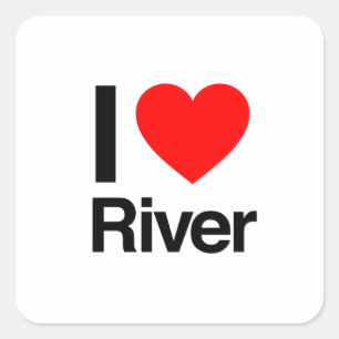 Sticker Carré j'aime la rivière