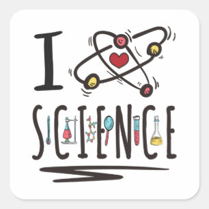 Sticker Carré J'aime la science