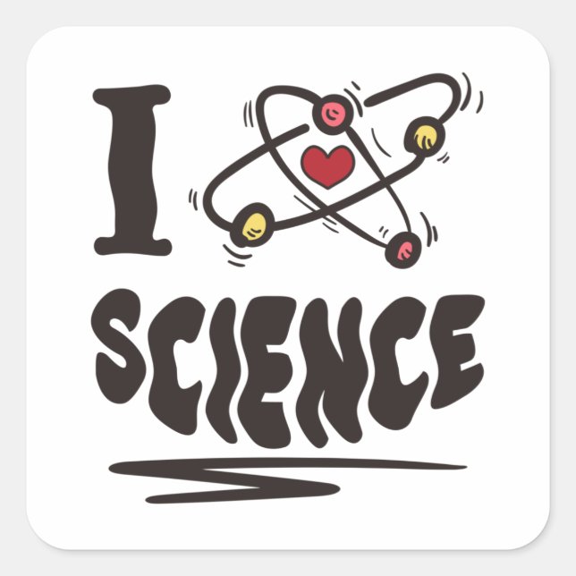Sticker Carré J'aime la science (Devant)