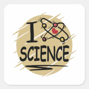 Sticker Carré J'aime la science