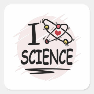 Sticker Carré J'aime la science