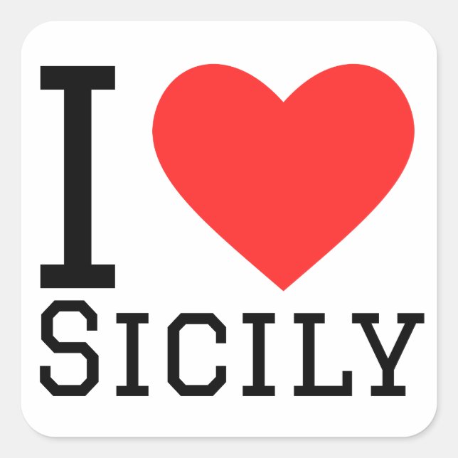 Sticker Carré J'aime la sicile (Devant)