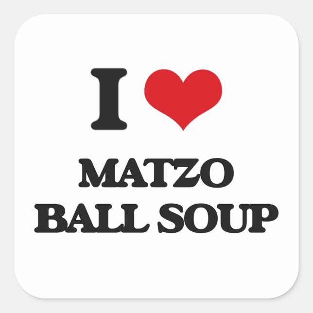 Sticker Carré J'aime la soupe de boule Matzo (Devant)