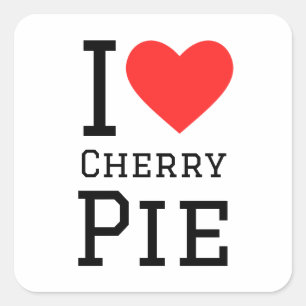 Sticker Carré J'aime la tarte aux cerises