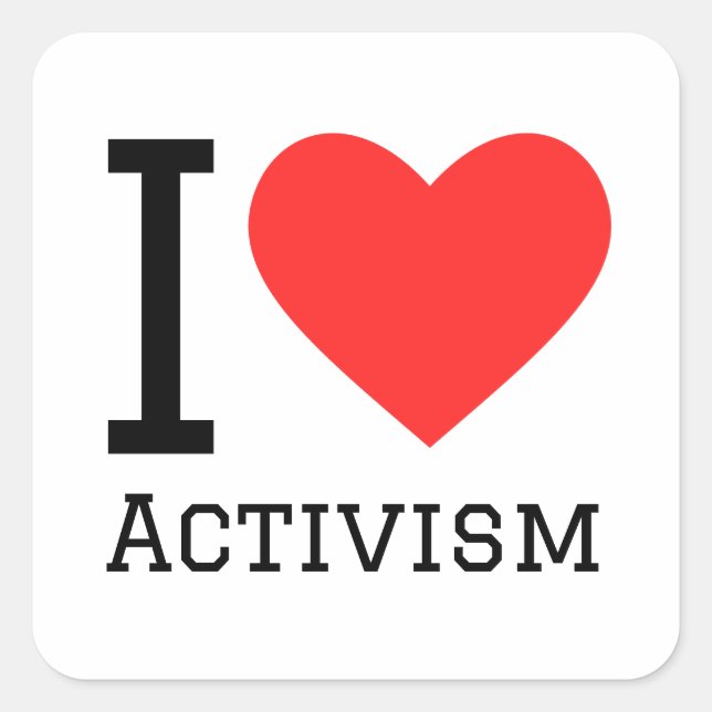 Sticker Carré J'aime l'activisme (Devant)
