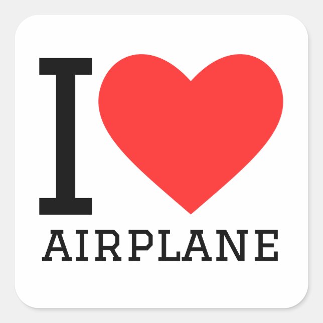 Sticker Carré J'aime l'aéroport (Devant)