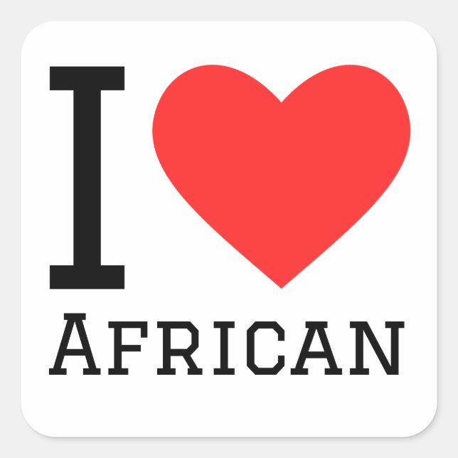 Sticker Carré J'aime l'Africain (Devant)