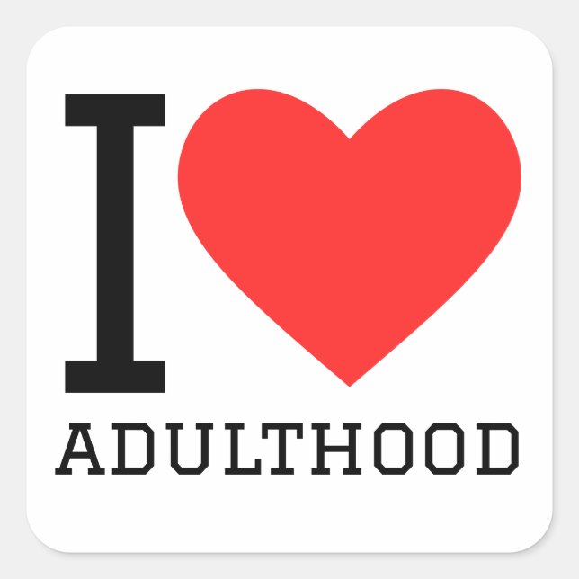 Sticker Carré J'aime l'âge adulte (Devant)