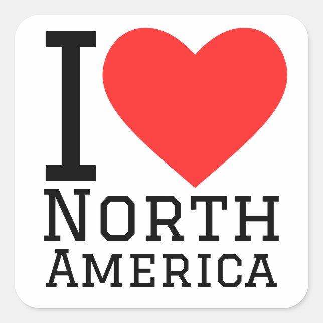 Sticker Carré J'aime l'Amérique du Nord (Devant)