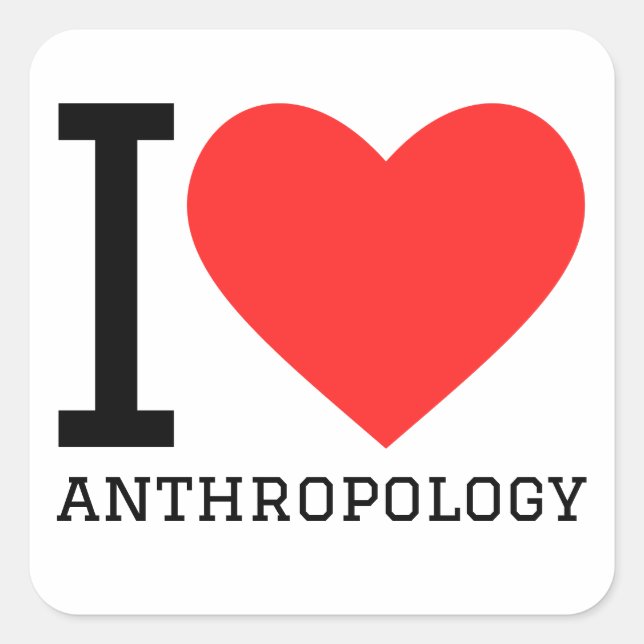 Sticker Carré J'aime l'anthropologie (Devant)