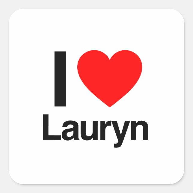 Sticker Carré j'aime lauryn (Devant)