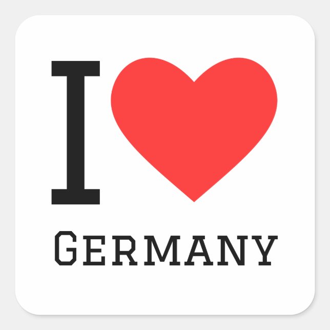 Sticker Carré J'aime l'autocollant carré allemand (Devant)