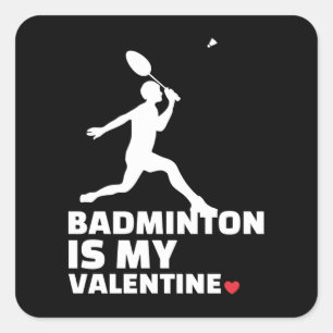 Sticker Carré  J'aime le badminton Stylish blinton silhouette