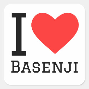 Sticker Carré J'aime le basenji