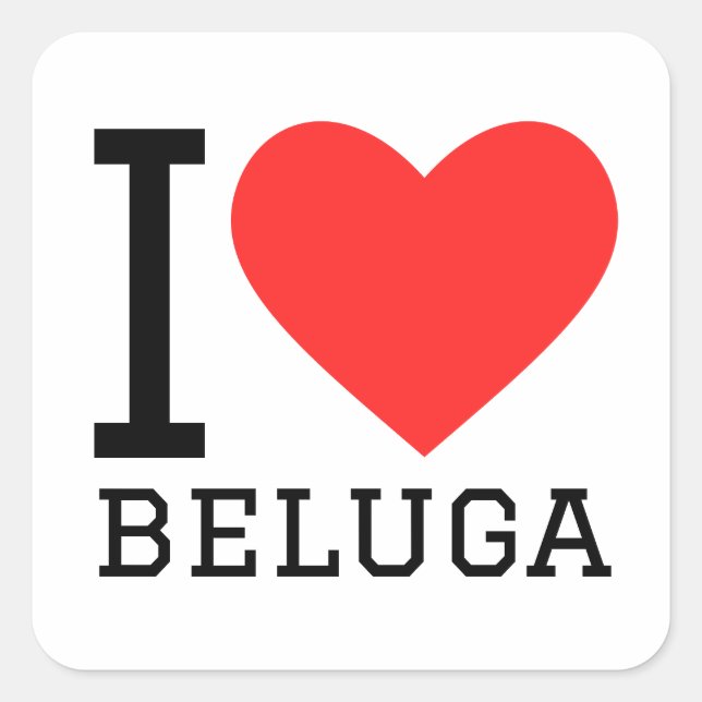 Sticker Carré J'aime le béluga (Devant)