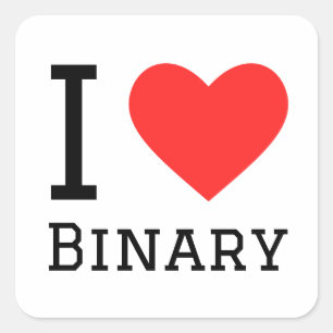 Sticker Carré J'aime le binaire