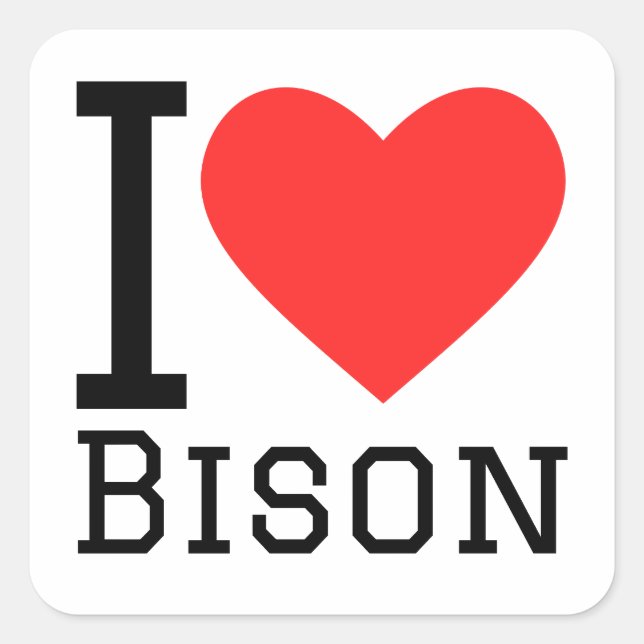 Sticker Carré J'aime le bison (Devant)