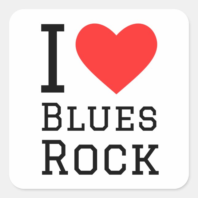 Sticker Carré J'aime le blues rock (Devant)