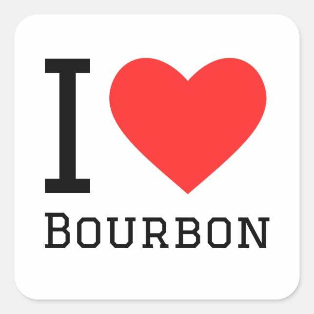 Sticker Carré J'aime le bourbon (Devant)