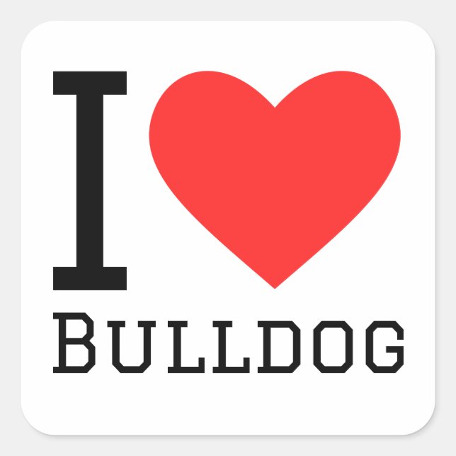 Sticker Carré J'aime le bulldog (Devant)