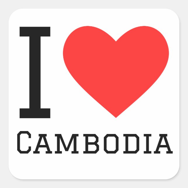 Sticker Carré J'aime le Cambodge