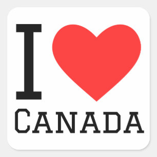 Sticker Carré J'aime le canada