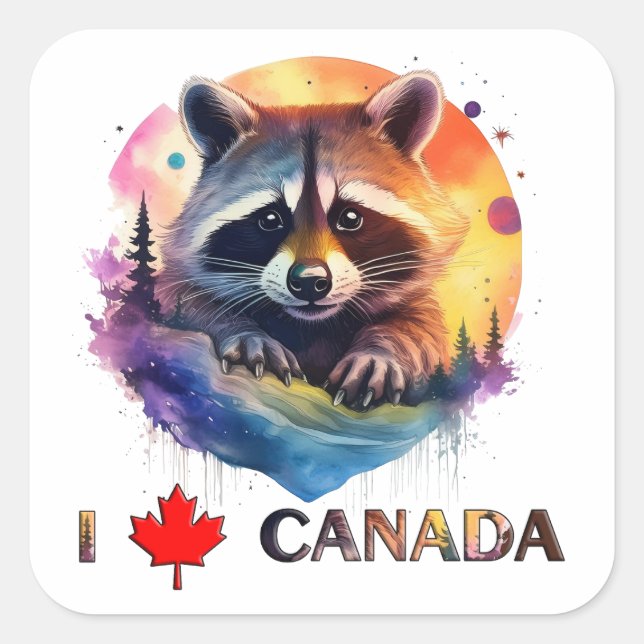 Sticker Carré J'aime le Canada (Devant)