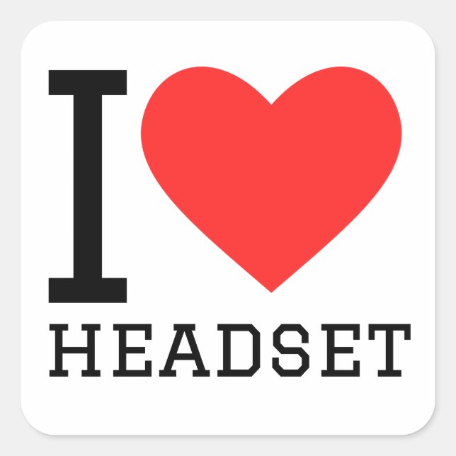 Sticker Carré J'aime le casque (Devant)