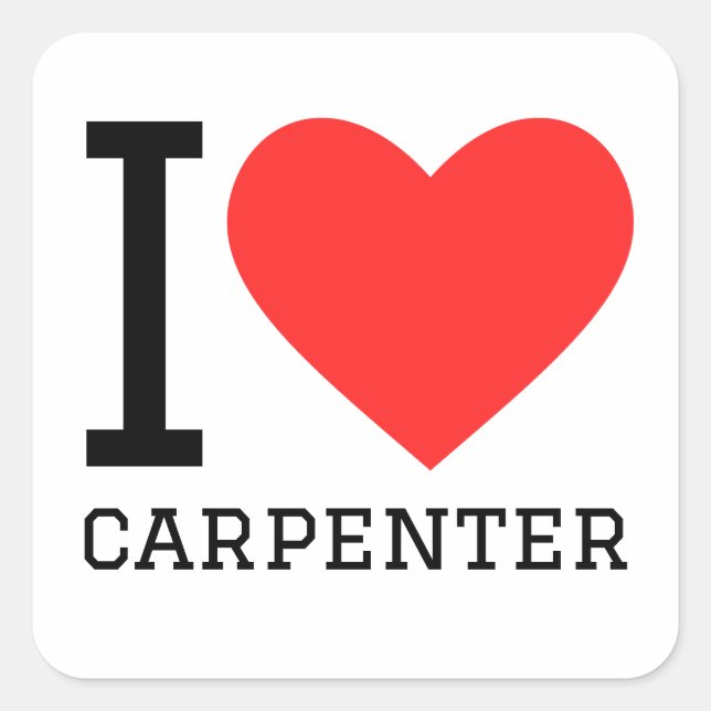 Sticker Carré J'aime le charpentier (Devant)