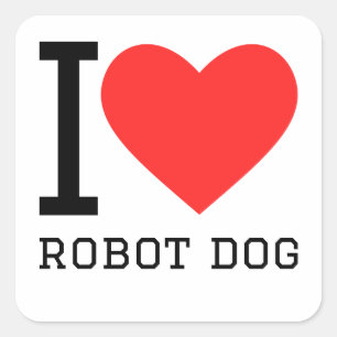 Sticker Carré J'aime le chien robot