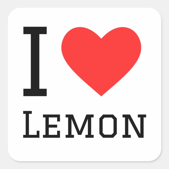 Sticker Carré J'aime le citron (Devant)
