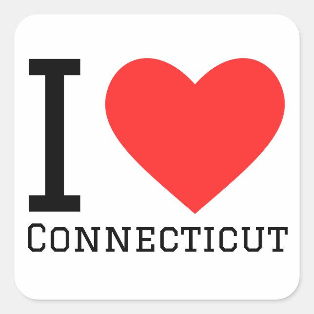 Sticker Carré J'aime le Connecticut (Devant)