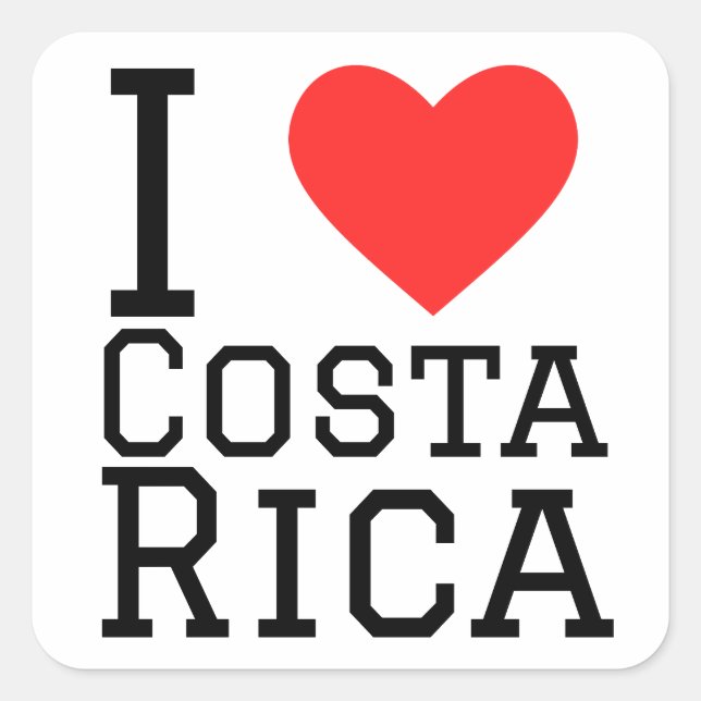 Sticker Carré J'aime le Costa Rica (Devant)