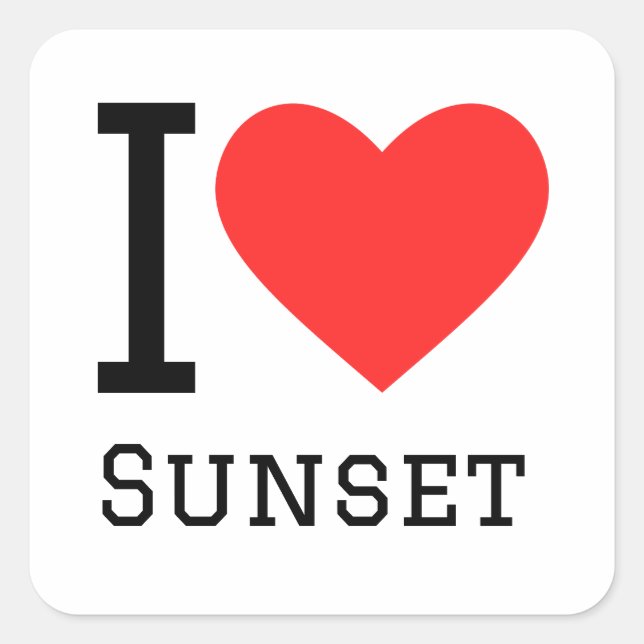 Sticker Carré J'aime le coucher de soleil (Devant)