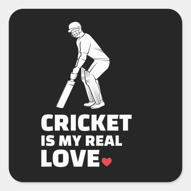 Sticker Carré J'aime le cricket Design élégant de la silhouette  (Devant)