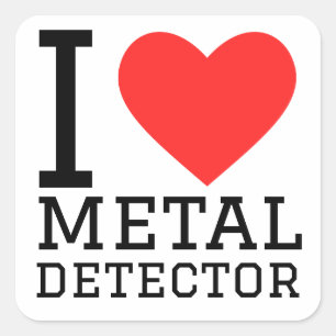 Sticker Carré J'aime le détecteur de métal