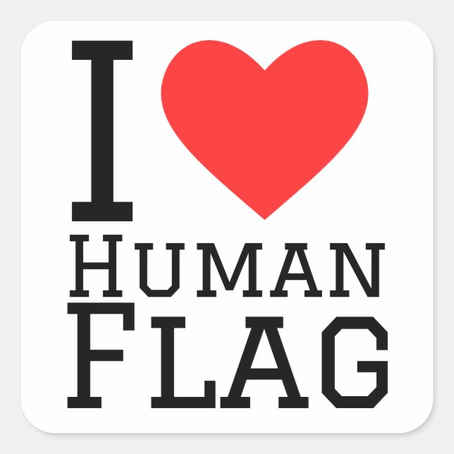 Sticker Carré J'aime le drapeau humain (Devant)