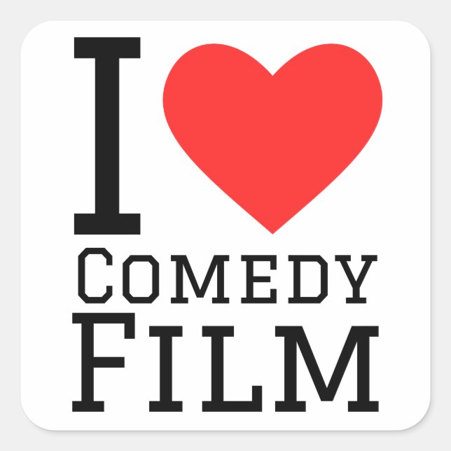 Sticker Carré J'aime le film comique (Devant)