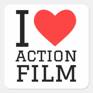 Sticker Carré J'aime le film d'action