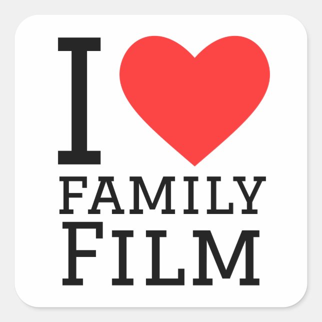 Sticker Carré J'aime le film familial (Devant)
